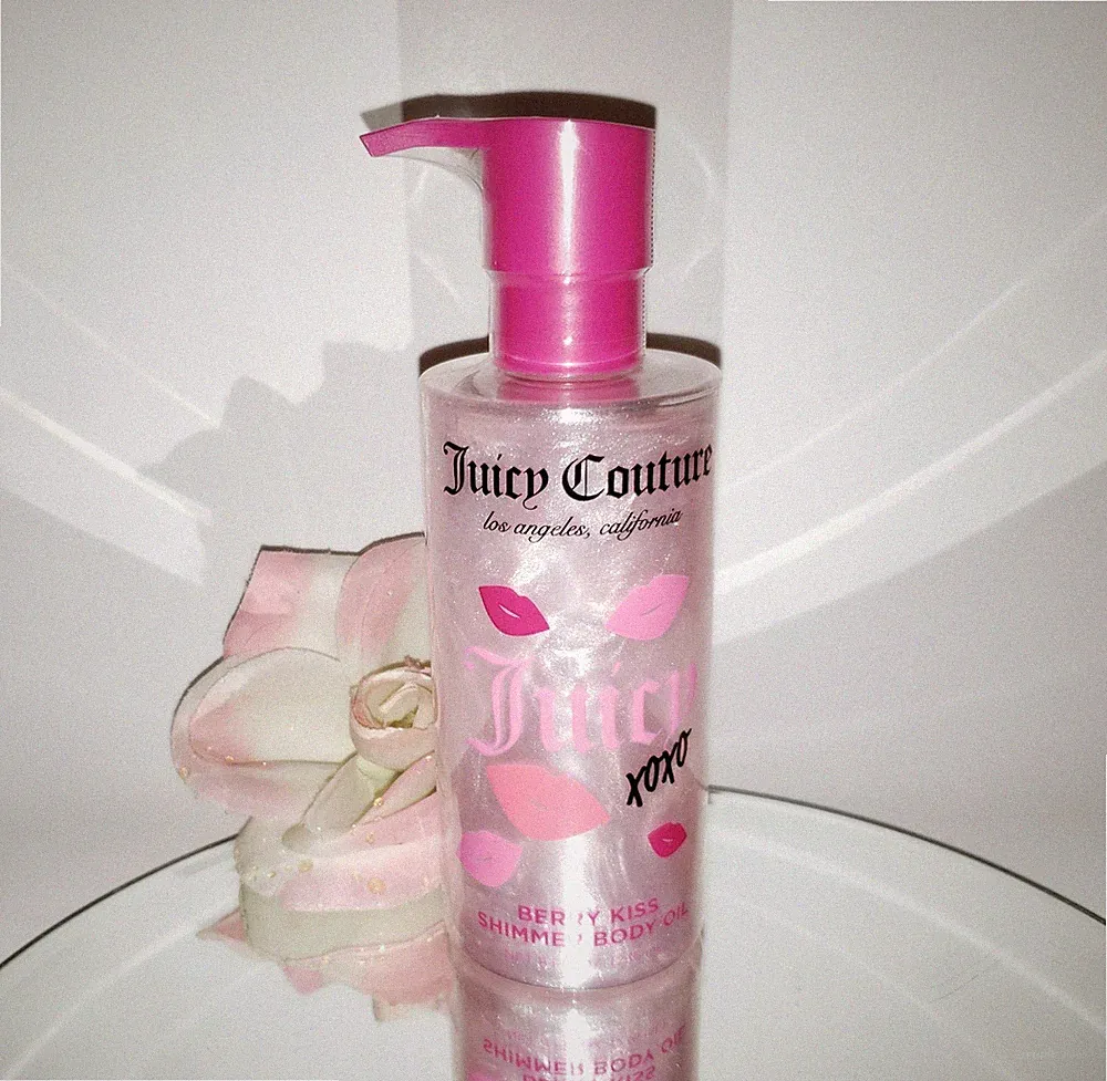 Juicy Couture Berry Kiss Shimmer Body Oil 236ml 8oz Pink Glow Soft Berry Scent