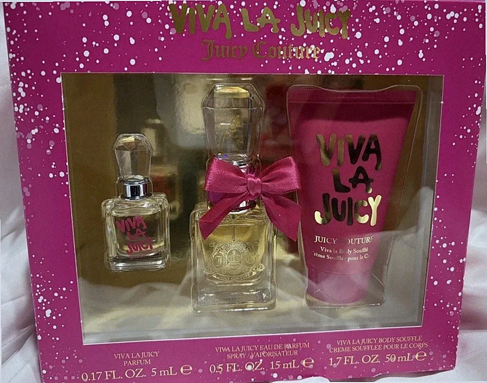 Juicy Couture Viva La Juicy 3Pc Gift Set Perfume Spray + Travel Mini Body Cream
