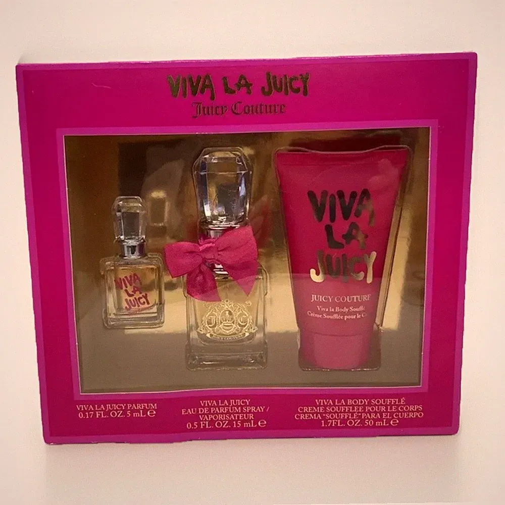 NEW 3 Pc Viva La Juicy Gift Set Perfume + Mini + Body Cream Juicy Couture