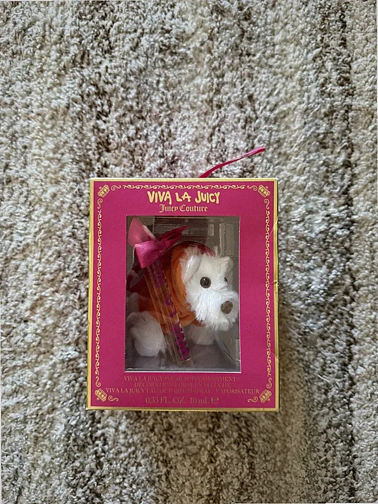 New in box Juicy Couture Viva La Juicy Mini Puppy Ornament perfume gift set